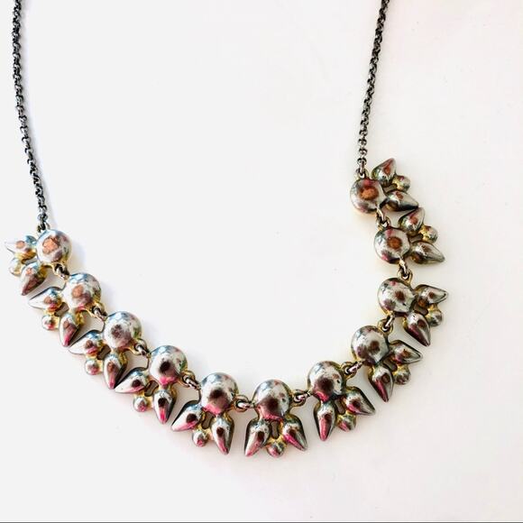 J CREW Silver Jewel White Enamel Circle Bead Pendant Statement Necklace 18” - Picture 7 of 9